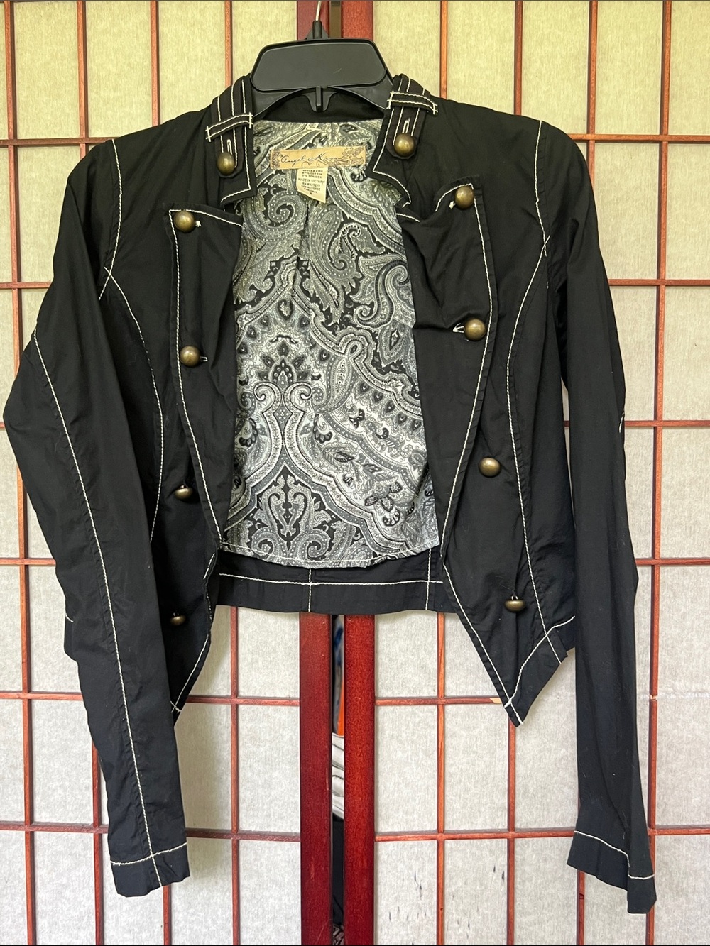 Angel Kiss Black Military-Style Blazer with Brass Buttons